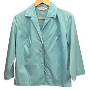 60s Koret of California Blazer Jacket Retro Mid Century Mod Teal Blue Size 14